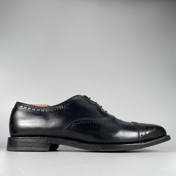 Allen Edmonds Hale Men’s 10 D Black Leather Brogue Cap Toe Derby Dress Shoes EUC - Picture 6 of 9